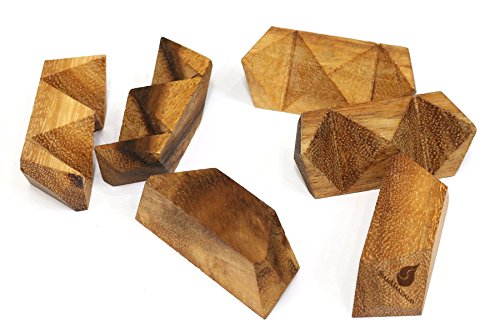 Galactic: Handmade & Organic 3D Brain Teaser Wooden Puzzle for Adults from SiamMandalay with Free SM Gift Box(Pictured)