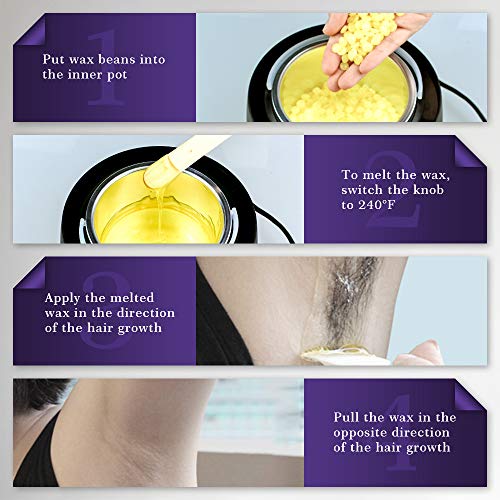 BFULL Wax Warmer (14.2 Oz), Hair Removal Home Waxing Kit with Wax Beans, Sticks, Wax Warmer Collars, Wax Melting Bowls, for Full Body, Legs, Face, Eyebrows, Bikini Women Men Painless at Home Waxing - Thumbnail 7