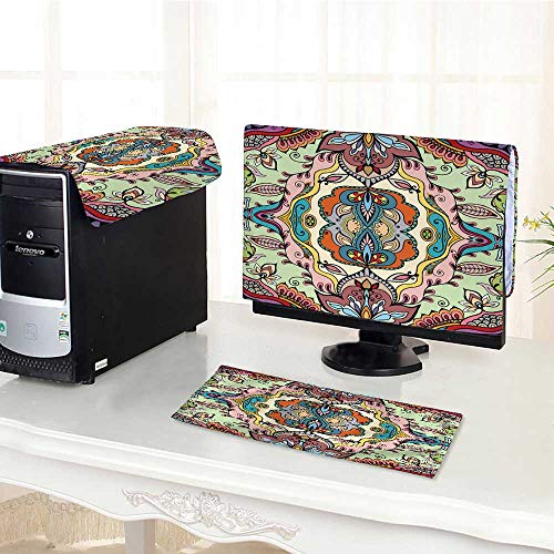 UHOO2018 Desktop Computer Cover 3 Pieces Vector and Repeat Texture Tribal Ethnic Arabic Indian Scratch Resistance /22"