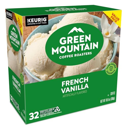 GREEN MOUNTAIN COFFEE ROASTERS FRENCH VANILLA COFFEE, KEURIG SINGLE-SERVE K-CUP PODS, LIGHT ROAST, 32 COUNT