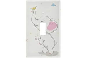 YYZZH Cute Elephant Baby Play Autumn Leaves Rain Cloud Cartoon Animal Toggle Switch Cover Switch Plate 2.9" X 4.6" Light Outlet Wall Plate Decoration Wallplate Cover