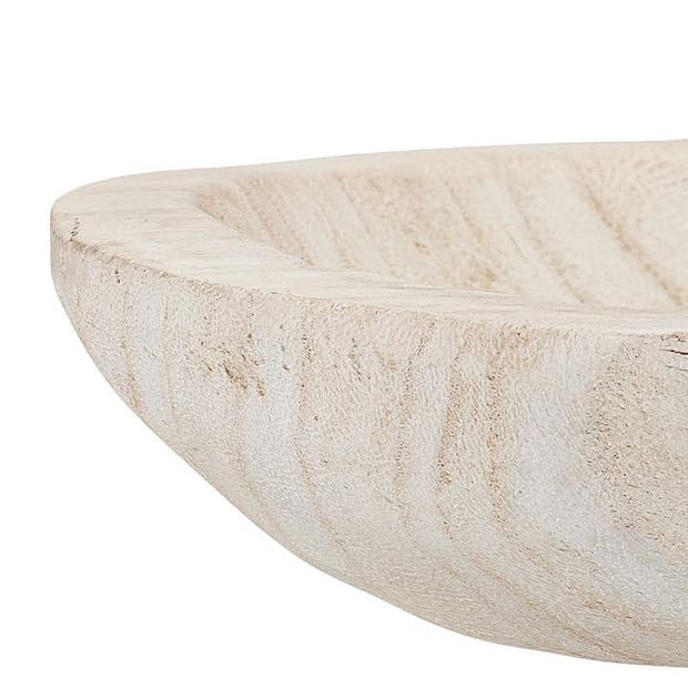 Bloomingville Hand-Carved Paulownia Wood Bowl with Whitewashed Finish - Image 5