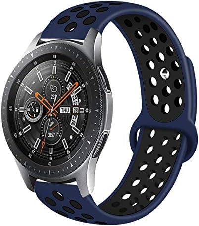 Compatible Samsung Gear S3 Frontier/Samsung Galaxy Watch 46mm Bands,22mm Silicone Breathable Replacement Strap Quick-Release Pin for Gear S3 Frontier Smart Watch (Midnight Blue-Black)