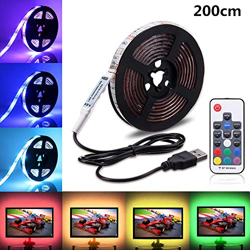 USB LED Light Strip,SOLMORE RGB LED Strip Lights TV Backlight Strip 2m/6.6ft 5050 Flexible LED Strip with IR Remote,Waterproof LED Light Strip for TV LCD,Desktop PC/Laptop Background Lighting Decor - Thumbnail 7