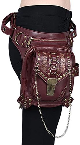 Lordazz Retro Women MEN Gothic Rock Leather Steampunk Bag Steam Punk Retro Rock Gothic Goth Shoulder Waist Bags Packs Victorian Style for Women Men + leg Thigh Holster Bag (Type5)