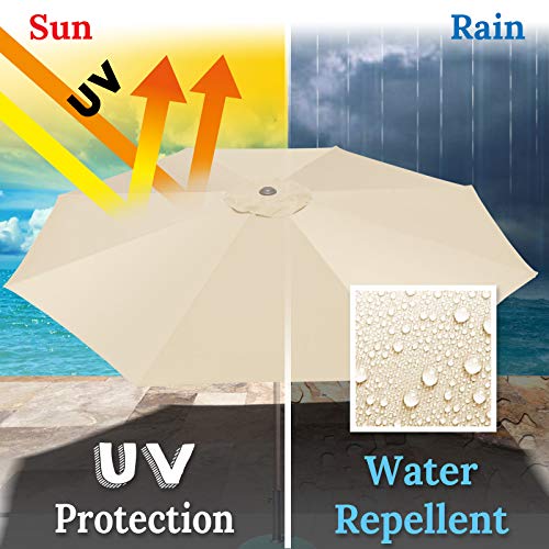 BenefitUSA 10' Umbrella Canopy Top Cover Patio Replacement Top Cover 8 Ribs Outdoor Sunshade (Off White)