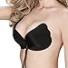 [NEW VERSION FBA] Adhesive Bra, Push Up Strapless Bra with Drawstring Reusable Invisible Silicone Backless Bras for Women (Cup D, Black 1)