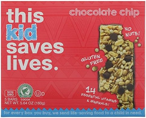Gluten Free Granola Breakfast Bar, Kids Snacks Chocolate Chip by This Bar Saves Lives, 1.1 oz, 40 bars