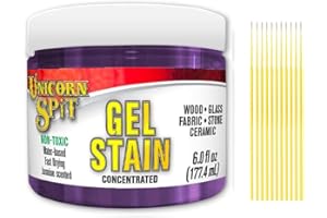Unicorn SPiT Gel Stain Bundle - 6 fl oz: Concentrated Gel Stain for Arts and Crafts with Trebbies Detail Sticks (Purple Hill Majesty). Wood, Glass, Fabric, Stone and Cermaic.