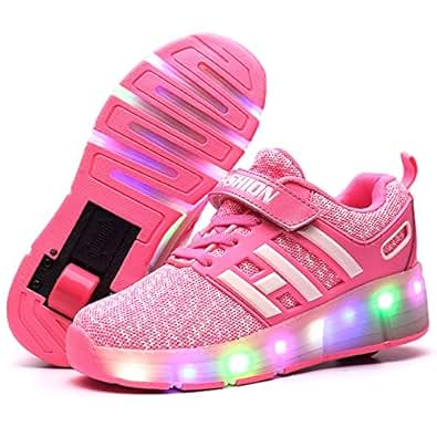Amazon.com | Kids Roller Skates LED Light Up Sneaker Wheel ...
