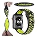 Apple Watch Band ,42MM Sport iWatch Bands Silicone Replacement Wristbands Strap for Apple Watch Series 3 Series 2 Series 1  Sport Edition , M/L Size - Black/Volt Yellow