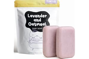 TINOQ Baby Wash and Shampoo | Organic Baby Soap Bar | HYPOALLERGENIC Bath Soap Sensitive Skin | Relaxing Lavender Oil & Oatmeal | Fragrance-Free | Plastic Free | No SLS | Vegan | 2 Bars