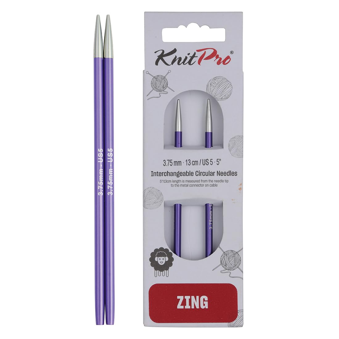KnitPro Zing Interchangeable Circular Needles 5" (13cm) | 3.75mm — image 1