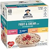Quaker Instant Oatmeal, Fruit & Cream 4 Flavor Variety Pack, Individual Packets, 48 Count