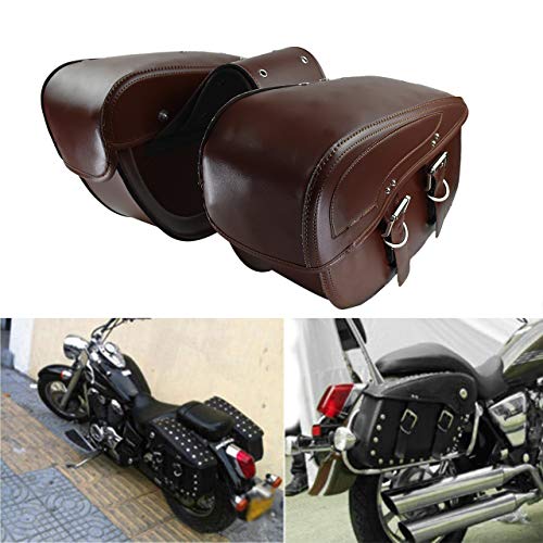 YHMTIVTU Motorcycle Saddlebag Waterproof Tool Bag Leather Travel Bag for Harley Sportster Honda Suzuki Yamaha BMW Brown - Thumbnail 6