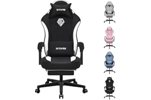 SITMOD Gaming Chairs for Adults with Footrest-PC Computer Ergonomic Video Game Chair-Backrest and Seat Height Adjustable Swivel Task Chair with Headrest and Lumbar Support(Blackwhite)-Fabric