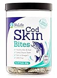 Cod Fish Skins For Dogs, All Natural, Low Fat Healthy Dog Treats, Rich in Omega 3 for Healthy Skin & Shiny Coat, Effective Dental Care Snack, GMO Free, Made in USA, 25 Treats (80g)