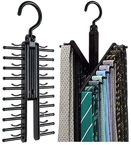 Tie Rack Accessories Wardrobe Organizer Garter Belt Adjustable with Cross X Tie Rack Scarves Hook 20 Rows