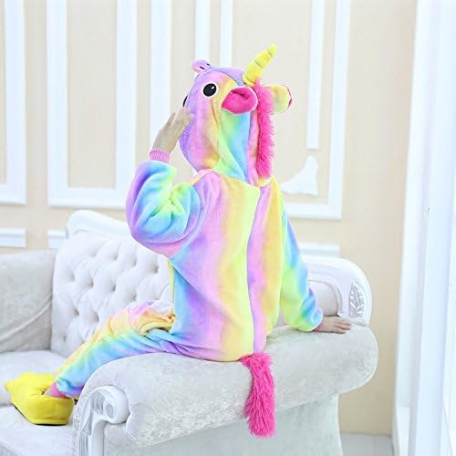 Children's Unicorn Pajamas Animal Costume Kids Kigurumi Cosplay Onesie Halloween Gift (Age:7-8Years (Height 47.2-51.2 Inch), Colorful Unicorn)