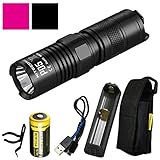 Nitecore P05 460 Lumen Black Instant Strobe EDC Tactical LED Flashlight with Rechargeable RCR123A Battery, F1 Charger, and LumenTac USB Charging Cord