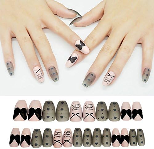 Business Ventures 24 Pieces Designer Reusable Artificial Nail Art with Glue