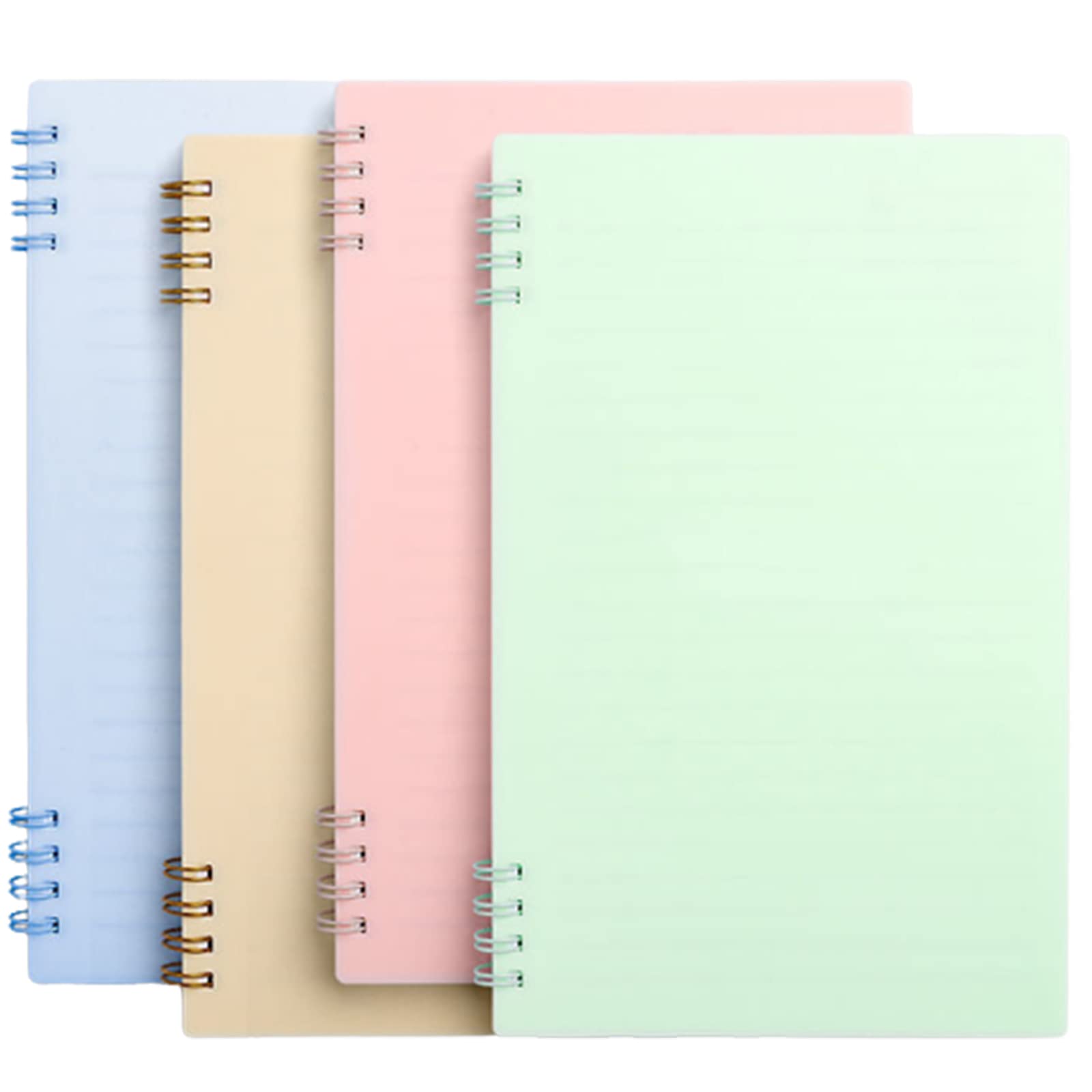 4 Pcs Coil Notebooks, A5 Note Pads, Campus Wirebound Notebook, 180° Tiled, 60 Pages, for Office, School, Student, Record Meeting (4 Colors)