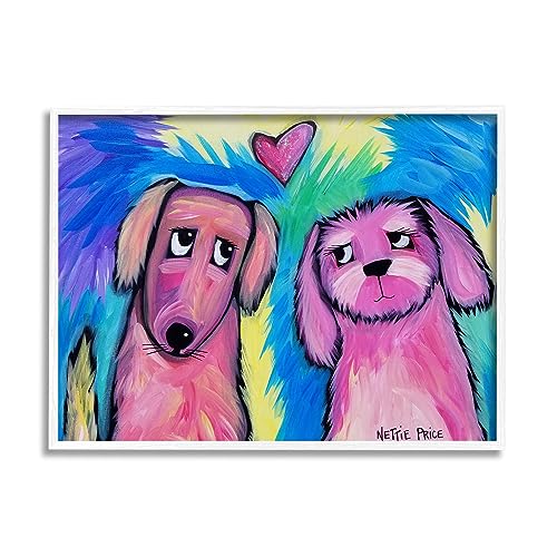Stupell Industries Abstract Dog Friends White Framed Giclee Art Design by Netti…
