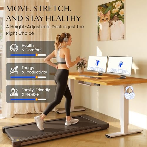 FlexiSpot Höhenverstellbarer Schreibtisch mit 2 Motoren & 25MM einteiliger Tischplatte,ergonomischer Bürotisch - 160 x 80 cm Ahorn, weißes Gestell 4