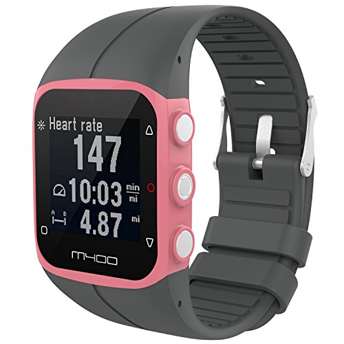 RuenTech Bands for Polar M400/M430 watch Strap Replacement Soft Silicone Wristband Sports Band For Polar M400 and M430 GPS Smart Sports Watch-Gray