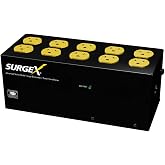 SurgeX SA-1810 Standalone Surge Eliminator - 120 Volt/15 Amp - Advanced Series Mode Surge Protector and EMI/RFI Noise Filter - 10 Outlets