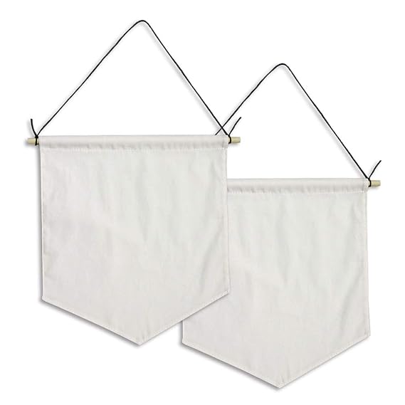 2 Pieces Pin Badge Wall Display Banner Blank Canvas Pennant Enamel
