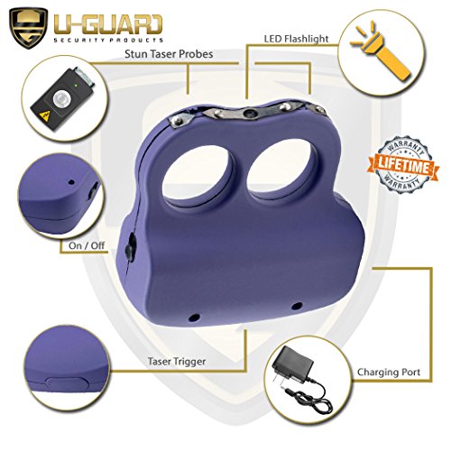 Taser Ring LED Flashlight Mini Stun Gun Pepper Spray Keychain Self