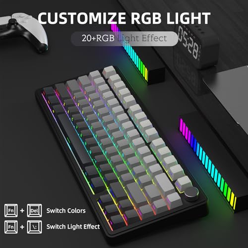 AJAZZ x ATTACK SHARK X85 Mechanical Keyboard, 75% Wireless Gaming Keyboard with Button, 5-Layer Padding, Side Printed PBT Keycap, BT5.1/2.4GHz/USB-C, Hot-Swap Linear Switch, RGB, for PC, Mac