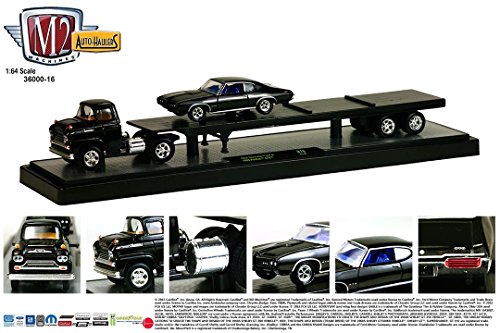 1958 CHEVROLET LCF (Black) & 1969 PONTIAC GTO (Black) * Auto-Haulers Release 16 * M2 Machines 2015 Castline Premium Edition 1:64 Scale Die-Cast Vehicle Truck & Set (15-10) - Thumbnail 4
