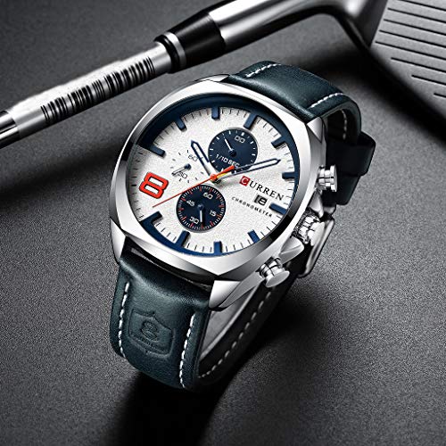 Clearance! Hot Sale! â¤ Waterproof Large Dial Watch Men's Casual Fashion Leather Belt Large Dial Watch for Father Men Boys Boyfriend Lover's Birthday Anniversary Gift Under 20 Dollars