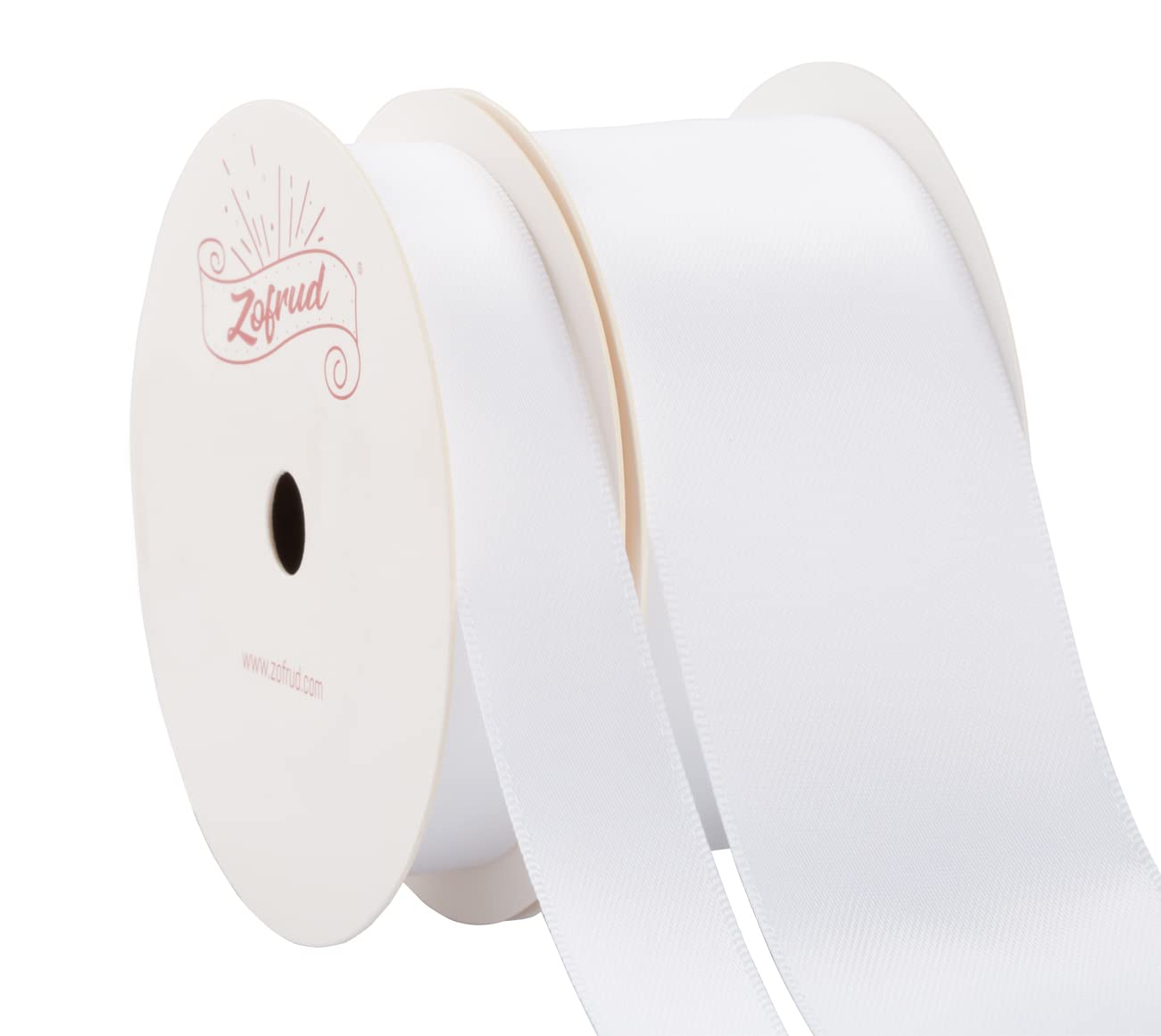 Zofrud 2 Rolls of White Double Faced Satin Ribbon - 18 Meters Total (16mm and 38mm x 9M) - Ideal for Crafts, Gift Wrapping, and Weddings