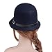 Vbiger Women Woolen Fedora Bowler Hat (Dark Blue)