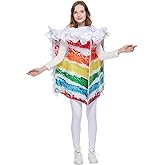 FantastCostumes Unisex Adult's Sponge Cake Costume Diced Rainbow Cake Halloween Party Dessert Funny Cosplay Costume, Multicolored