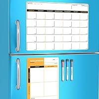 Magnetic Dry Erase Calendar with Refrigerator To-Do List for Kitchen - Monthly Planner Board for Fridge - Family Weekly Whiteboard Organizer - Reusable Writing Pad Magnets - Day Week Planning Sheets