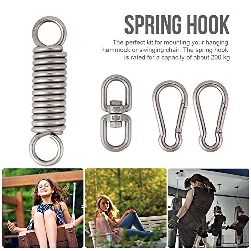 Kwithan Ultra Strong Hammock Chair Hanging Kit 600 LB Capacity Hammock Hooks Heavy Duty Stainless Steel Suspension with 2 Spring Snap Hook Carabiner -Standing Swings Hammocks Hanging Chairs