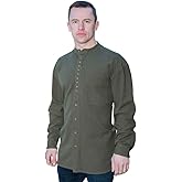 Traditional Irish Grandfather Button-Down Shirt, Long Sleeve, Cotton Blend (US, Alpha, X-Large, Regular, Regular, Army Green)
