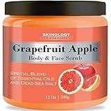 100% Natural Grapefruit Scrub for Face & Body 12 Oz - Powerful Body Scrub Exfoliator with Dead Sea Salt, Vitamin E & Essential Oils - Facial Scrub Cleanser & Daily Moisturizer for All Skin Types