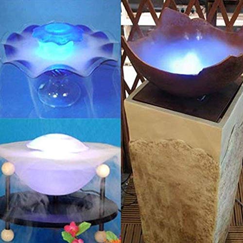 AGPTEK 400mL/H Aluminum Original Mini Mist Maker Fogger with 12 LED Lights Water Pond Garden Fountain Fogger Indoor Outdoor Fountain Accessories Fog Machine Atomizer Air Humidifier