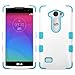 LG LEON Case ; Phonelicious (Tm) For LG LEON (C40) LG POWER (L22C) Heavy Duty Rugged Impact Armor Symbiosis Hybrid Dynamic Verge Case Robust Phone Tuff Cover + Premium Clear Screen Protector Combo & Phonelicious® Stylus Pen (WHITE/TEAL TUFF)