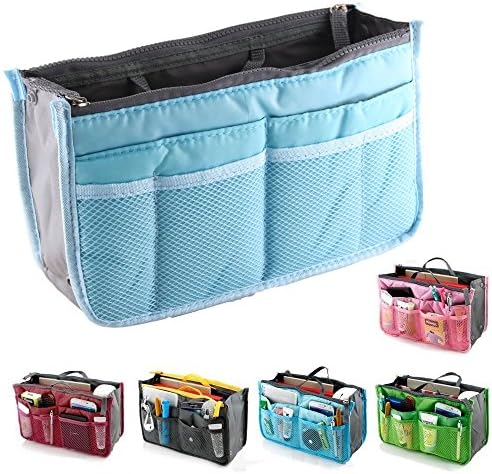 Fenrad® Portable Travel Bag Organizer Insert Lining Tidy Cosmetic Purse Handbag Organiser with Multiple Pockets Pouch Design for Women Girls Ladies (Blue)