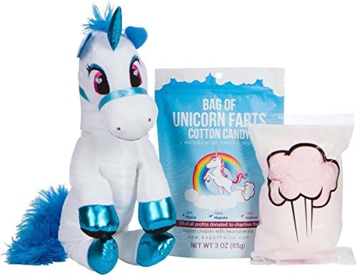 Sophia Blue Plush Unicorn 11" With Bag of Unicorn Farts Cotton Candy
