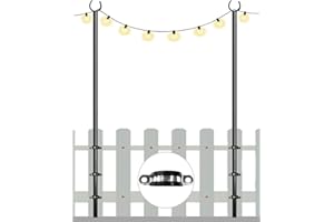 Eazielife Outdoor String Light Pole, 10 FT Heavy Duty Light Stand Hanger Pole for Outside Deck Fence Railing Backyard, Patio, Christmas, Wedding, Party (2 Packs)