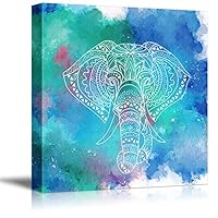 Canvas Wall Art Tribal Elephant Splash-Ink Effect Canvas Prints Home Artwork Decoration for Living Room,Bedroom - 12x12 inches