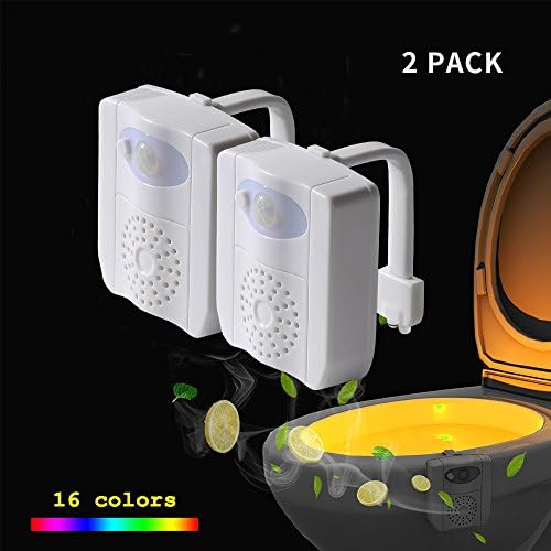 HUIWEI PRO Toilet Night Light with UV Sterilization, Toilet Seat Light with Aromatherapy,Motion Activated 16 Colors Glow Lighting Inside,Toilet Bowl Light for Potty Train,Pack of 2 (2 PACK)