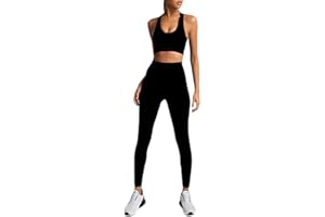 Beaufident Women's Legging Workout Set Active 2 Pieces Yoga Leggings with Paded Sports Bra